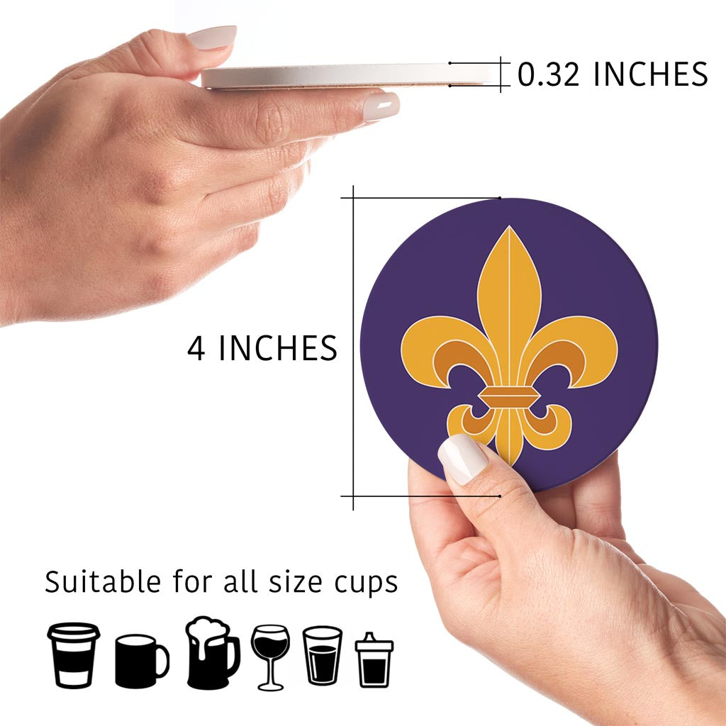 Purple Gold Louisiana Fleur De Lis | Absorbent Coasters | Set of 4 | Min 2