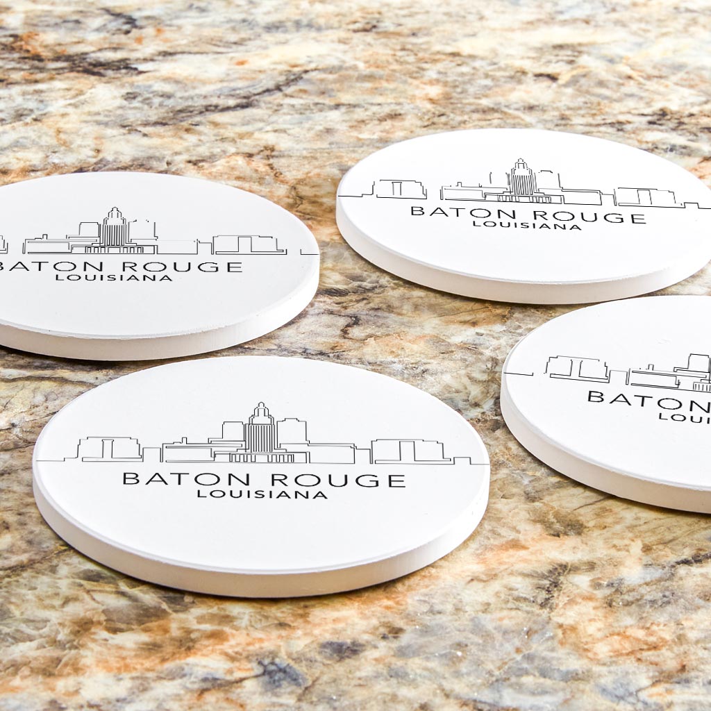 Minimalistic Baton Rouge Skyline | Absorbent Coasters | Set of 4 | Min 2