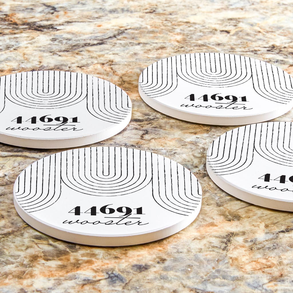 Black And White City Zip On White Ohio Wooster | Absorbent Coasters | Set of 4 | Min 2