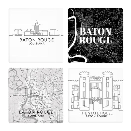 Minimalistic Baton Rouge| Absorbent Coasters | Set of 4 | Min 2