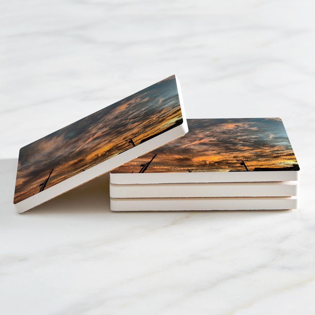 Monokian Ocean City Sky | Absorbent Coasters | Set of 4 | Min 2