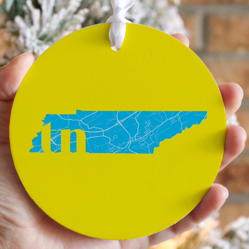 Bright Modern Abbreviated State Yellow Florida Blountville| Wood Ornament | Eaches | Min 6