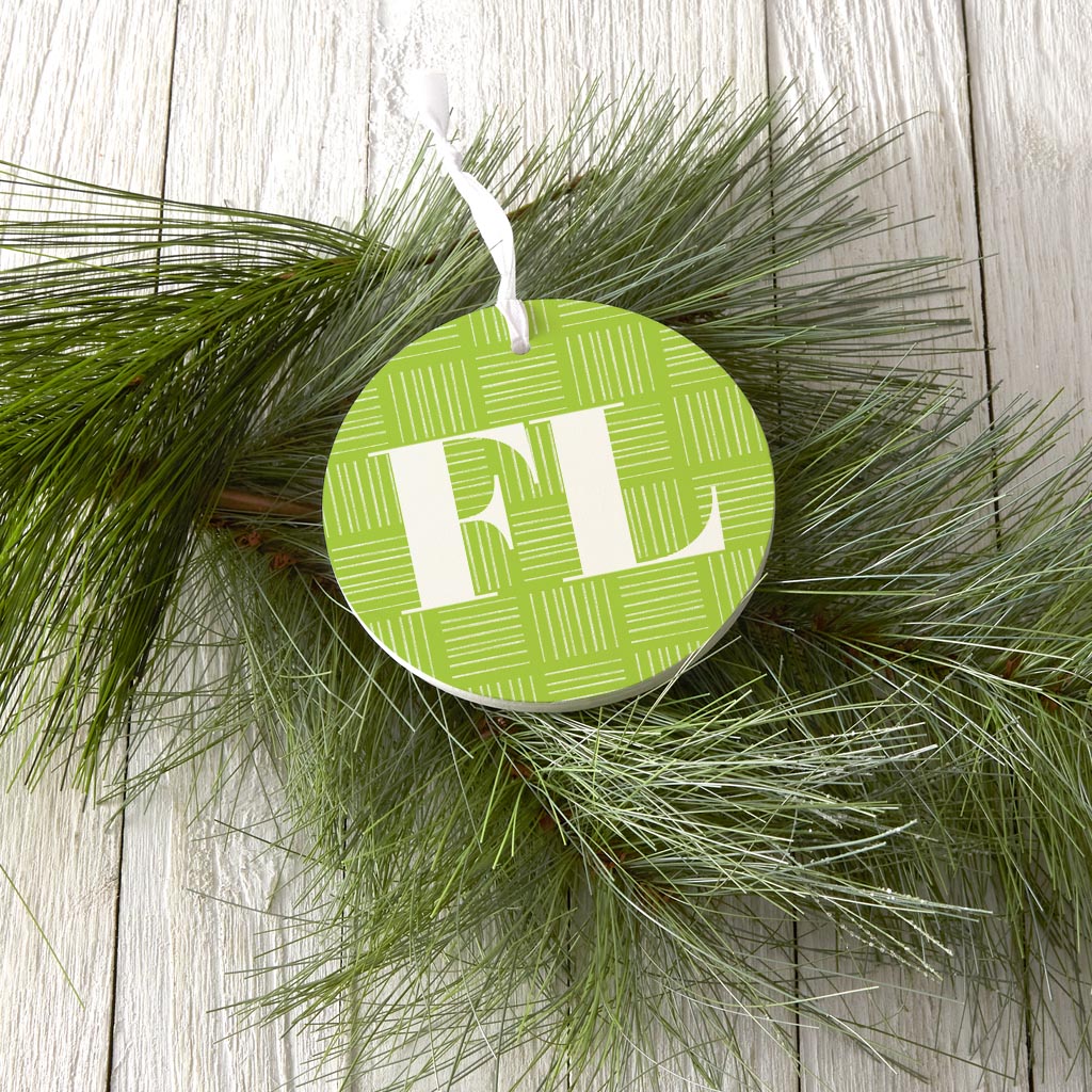 Bright Modern Abbreviated On Green Florida| Wood Ornament | Eaches | Min 6