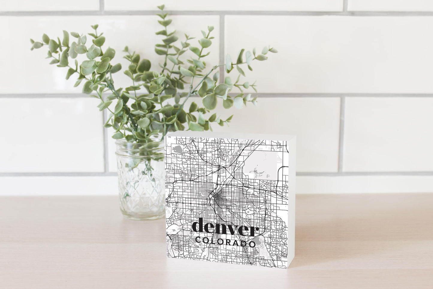 Black And White White Map Colorado Denver | Wood Block | Eaches | Min 4