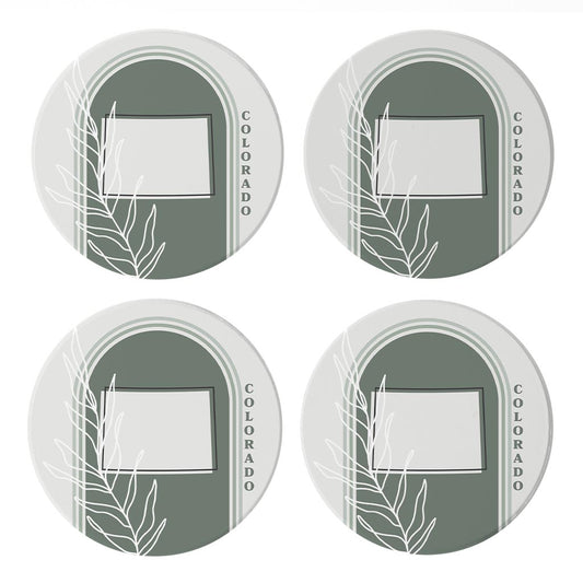 Vintage Groove State With Leaf Colorado| Absorbent Coasters | Set of 4 | Min 2