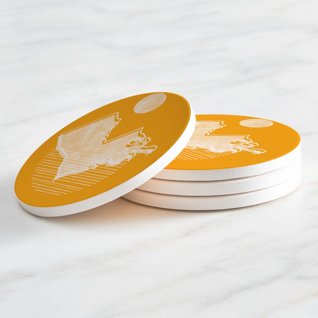 Bright Modern Geometric On Orange Louisiana| Absorbent Coasters | Set of 4 | Min 2