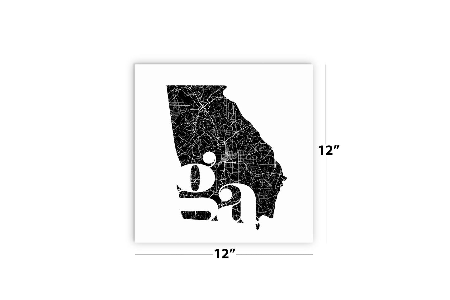 Black And White Abbreviated State Map White Georgia | Wood Sign | Eaches | Min 2