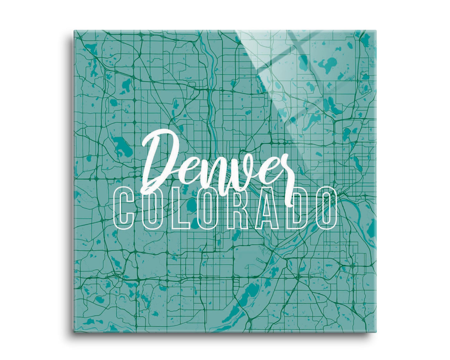 Boho Color Blue Map Colorado Denver | Hi-Def Glass Art | Eaches | Min 2