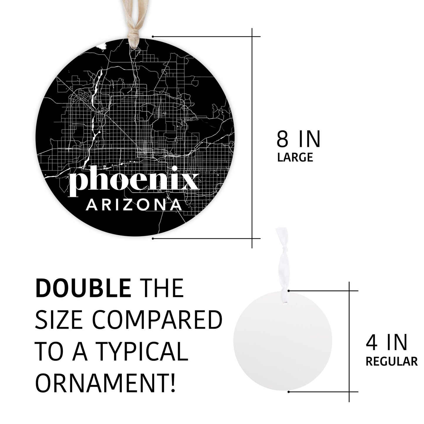 Black And White Black Map Arizona Phoenix | Wood Ornament | Eaches | Min 1