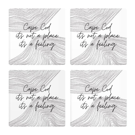 Minimalistic B&W Cape Cod A Feeling | Absorbent Coasters | Set of 4 | Min 2