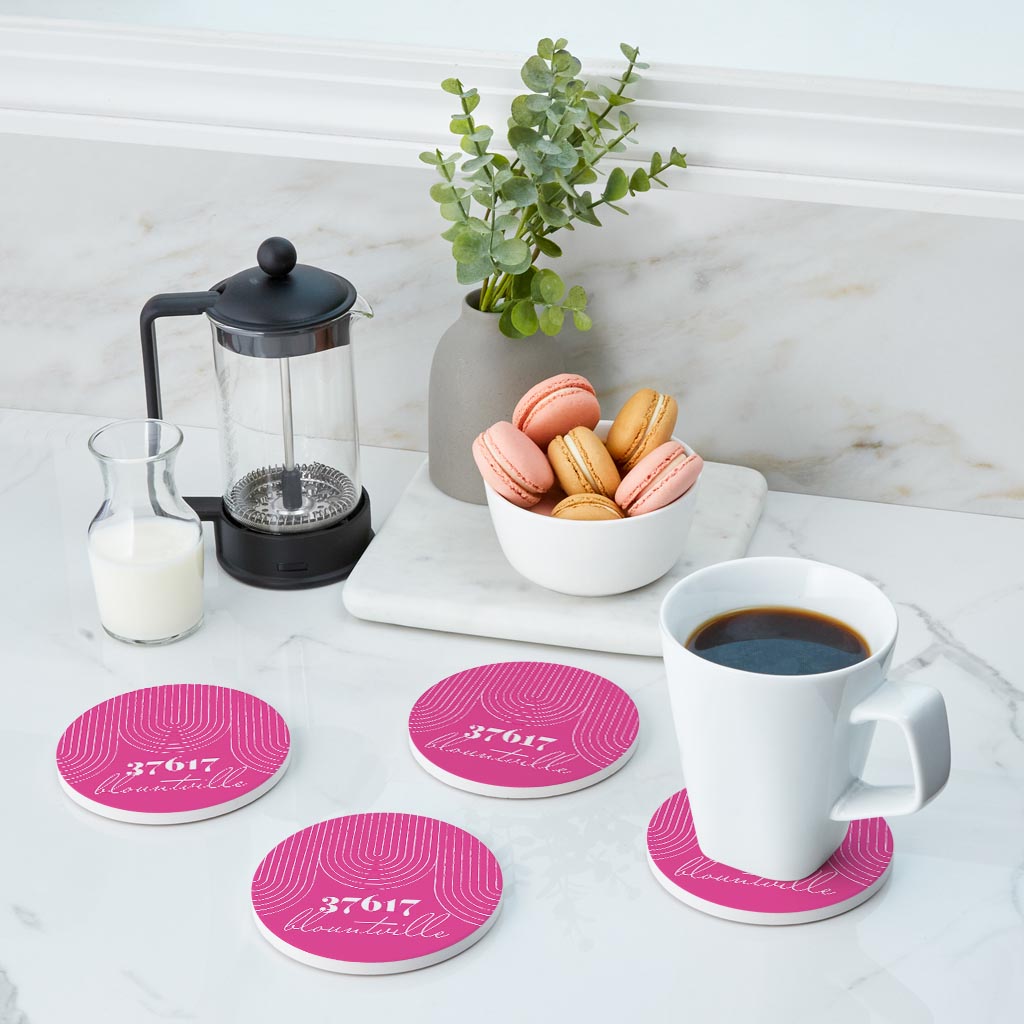 Bright Modern City Zip On Pink Tennessee Blountville | Absorbent Coasters | Set of 4 | Min 2