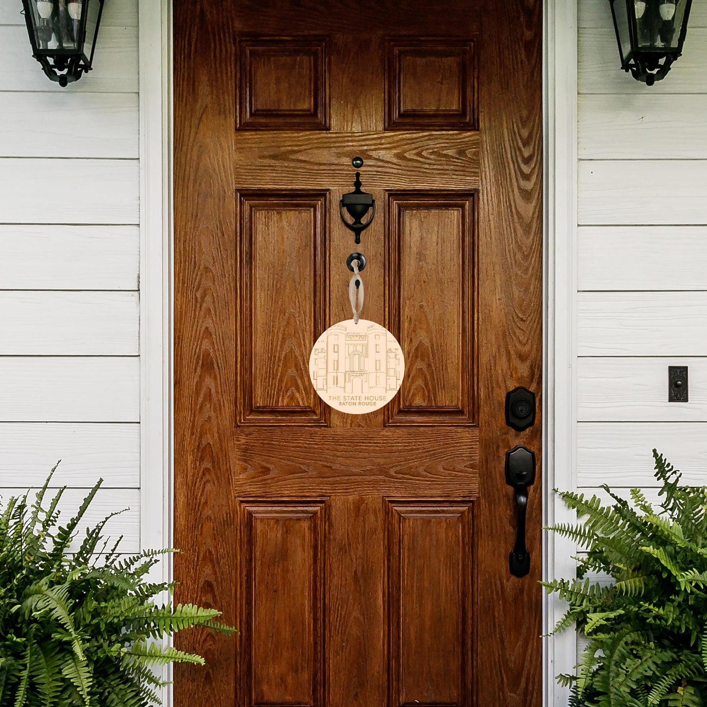 Minimalistic Baton Rouge State House Colorful | Wood Ornament | Eaches | Min 1