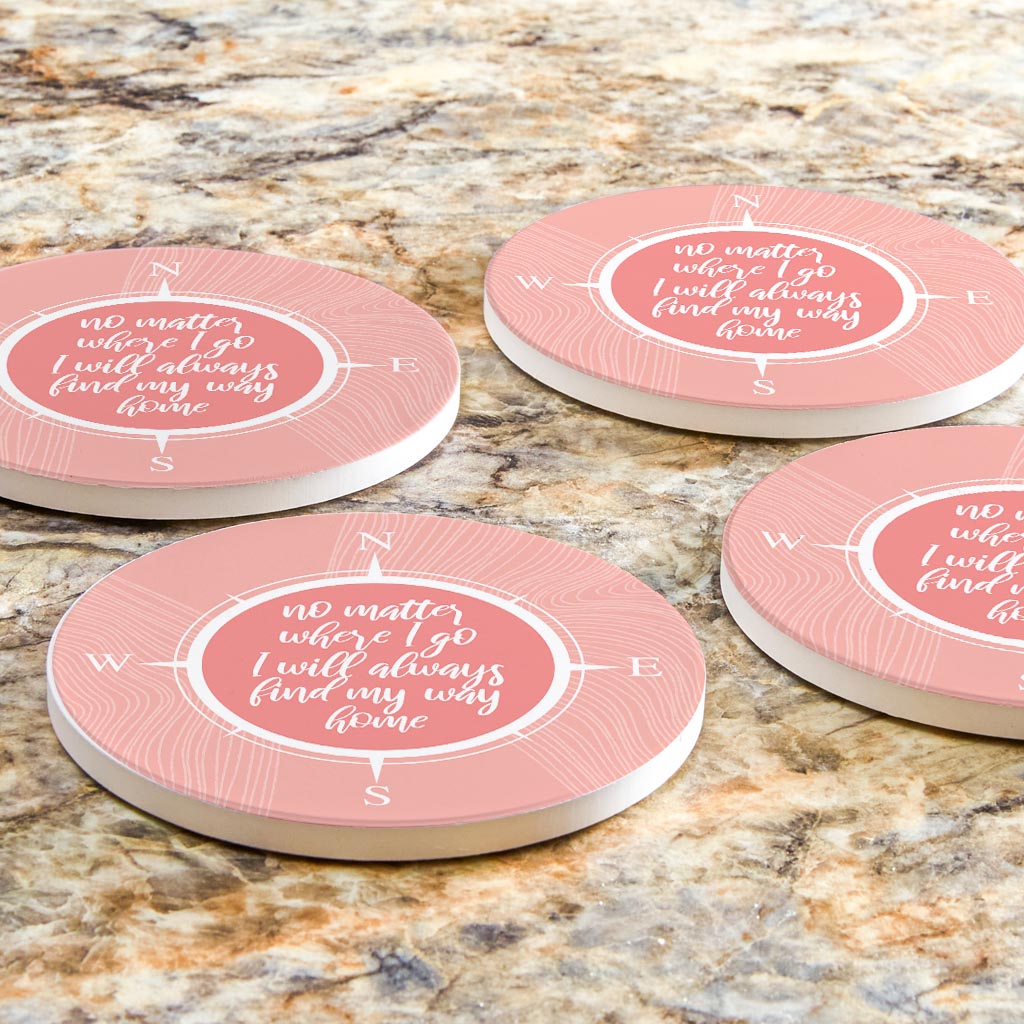 Boho Color Compass On Pink Quote | Absorbent Coasters | Set of 4 | Min 2