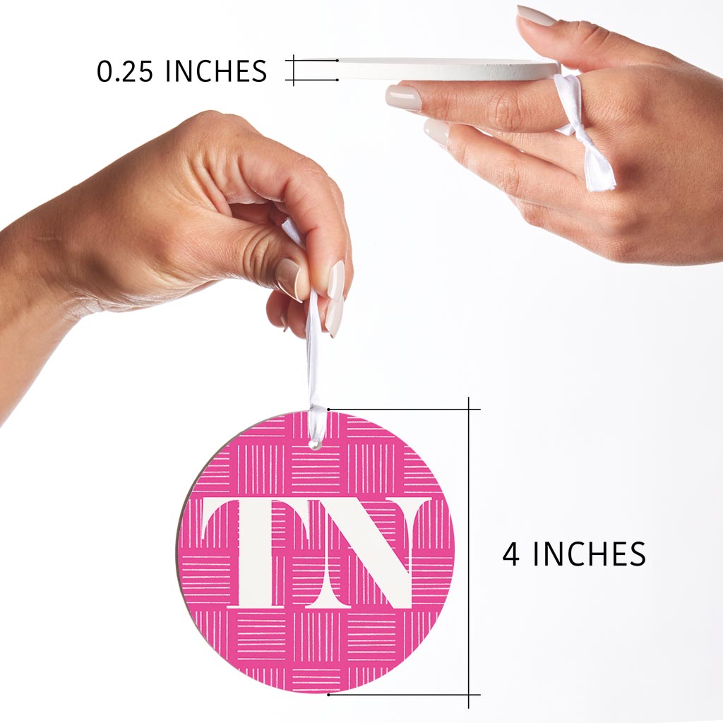 Bright Modern Abbreviated On Pink Tennessee| Wood Ornament | Eaches | Min 6