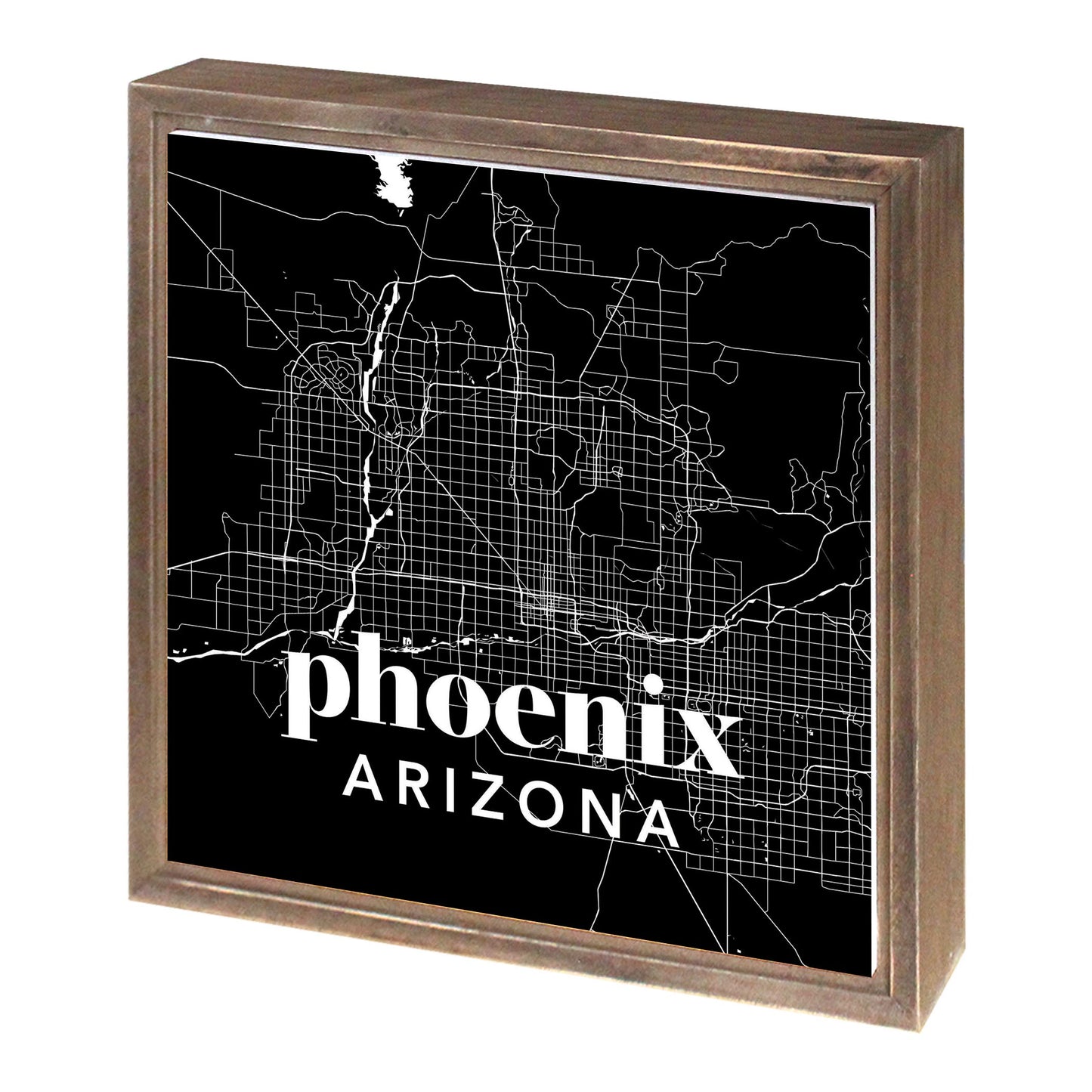 Black And White Black Map Arizona Phoenix | Wood Sign | Eaches | Min 1