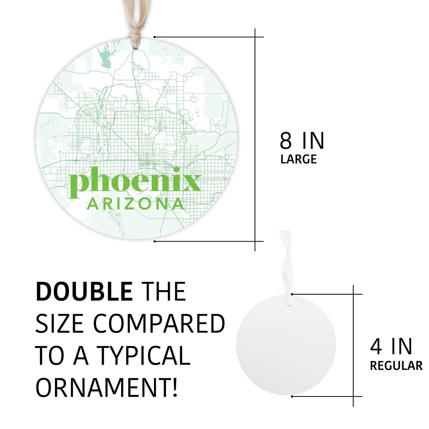 Bright Modern Green Map Arizona Phoenix | Wood Ornament | Eaches | Min 1