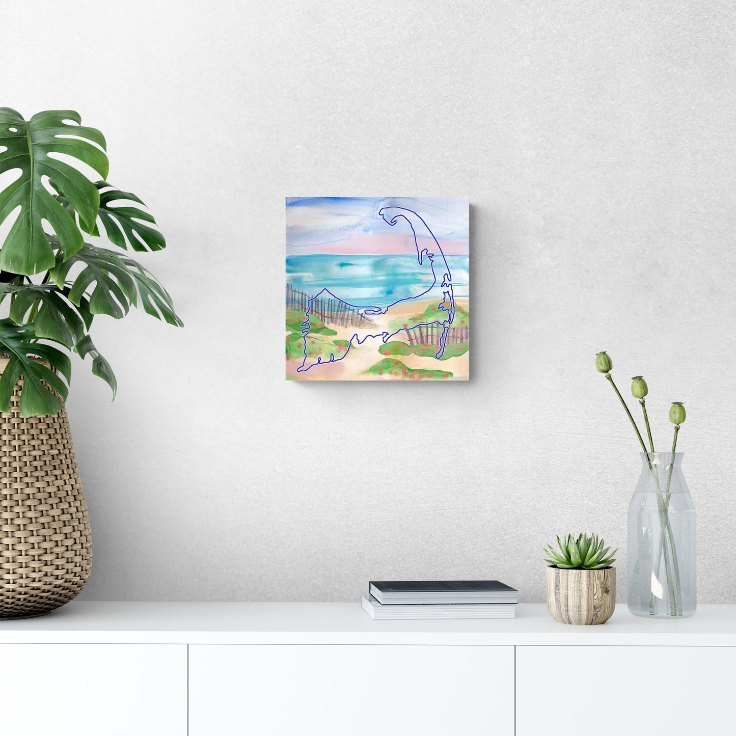 Watercolor Beach Scene | Wood Sign | Eaches | Min 2