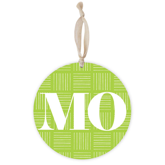 Bright Modern Abbreviated On Green Missouri | Wood Ornament | Eaches | Min 1