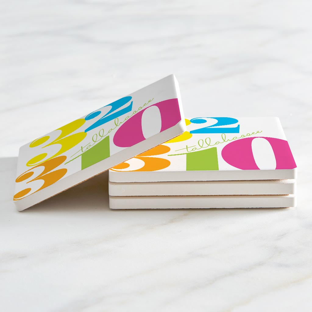 Bright Modern Color Block City Zip Florida Tallahassee | Absorbent Coasters | Set of 4 | Min 2