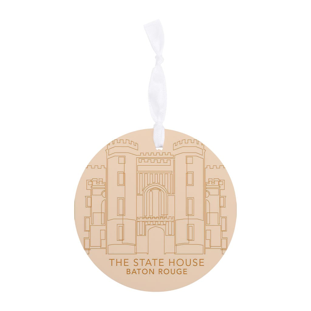 Minimalistic Baton Rouge State House Colorful | Wood Ornament | Eaches | Min 6