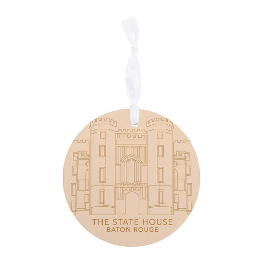 Minimalistic Baton Rouge State House Colorful | Wood Ornament | Eaches | Min 6