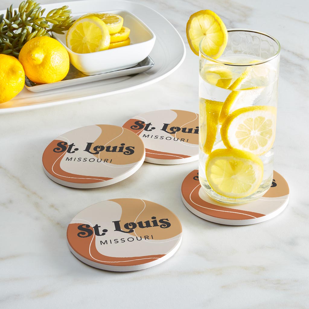 Vintage Groove Fluid Orange Missouri St Louis| Absorbent Coasters | Set of 4 | Min 2