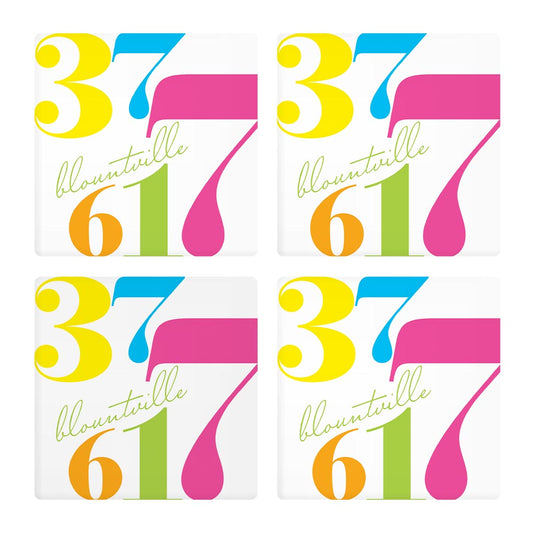 Bright Modern Color Block City Zip Tennessee Blountville | Absorbent Coasters | Set of 4 | Min 2