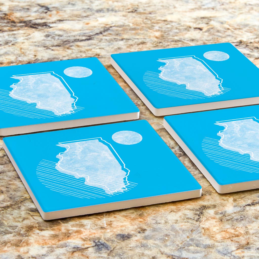 Bright Modern Geometric On Blue Georgia| Absorbent Coasters | Set of 4 | Min 2