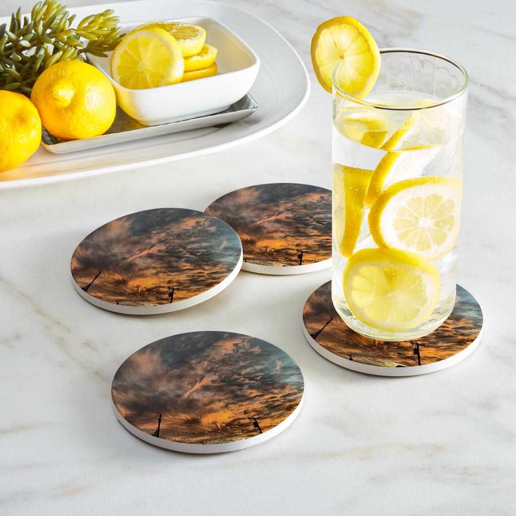 Monokian Ocean City Sky | Absorbent Coasters | Set of 4 | Min 2