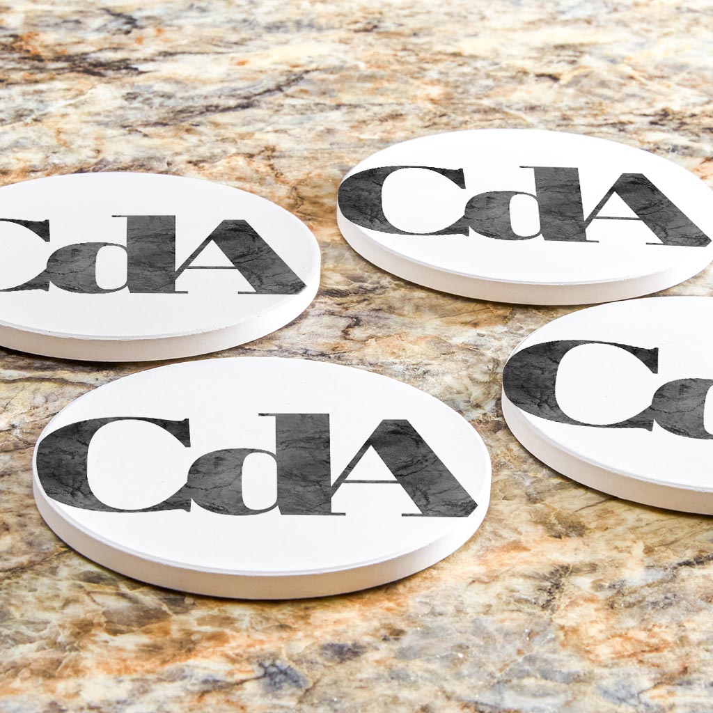 Minimalist B&W Idaho Cda White Initials| Absorbent Coasters | Set of 4 | Min 2