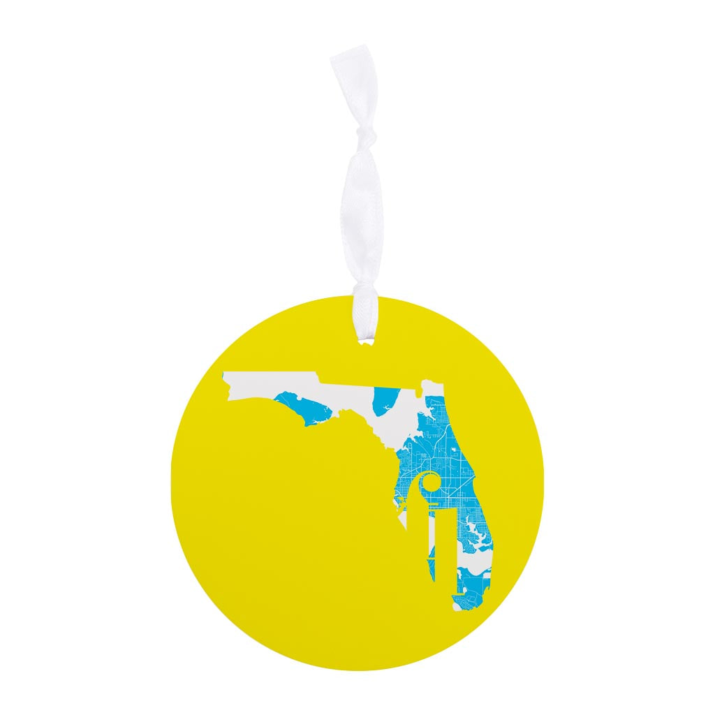 Bright Modern Abbreviated State Yellow Florida Panama| Wood Ornament | Eaches | Min 6