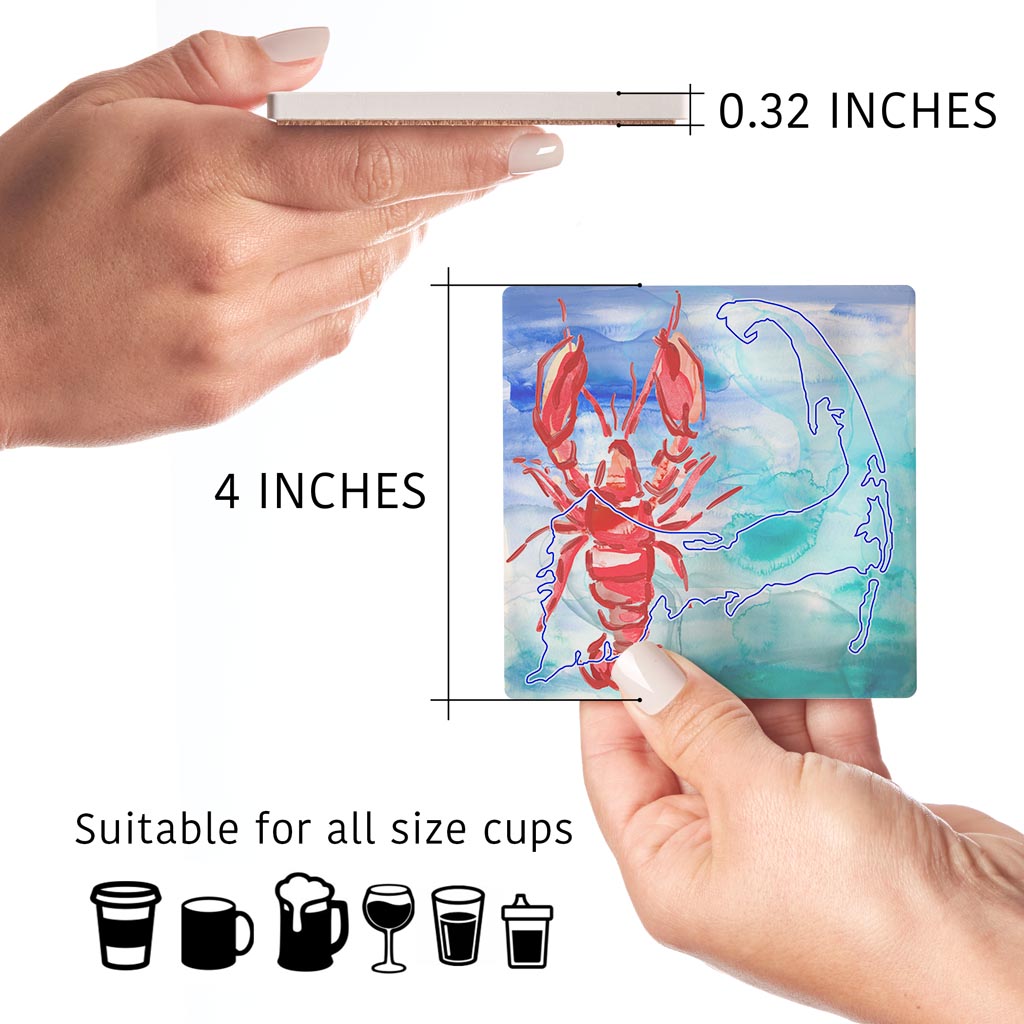 Watercolor Lobster| Absorbent Coasters | Set of 4 | Min 2