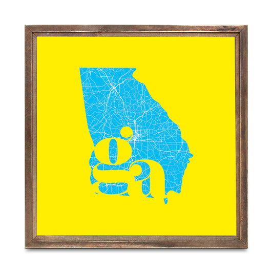 Bright Modern Abbreviated State Yellow Georgia | Wood Sign | Eaches | Min 1