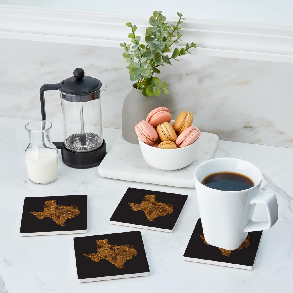 Texas State Shape Copper | Absorbent Coasters | Set of 4 | Min 2