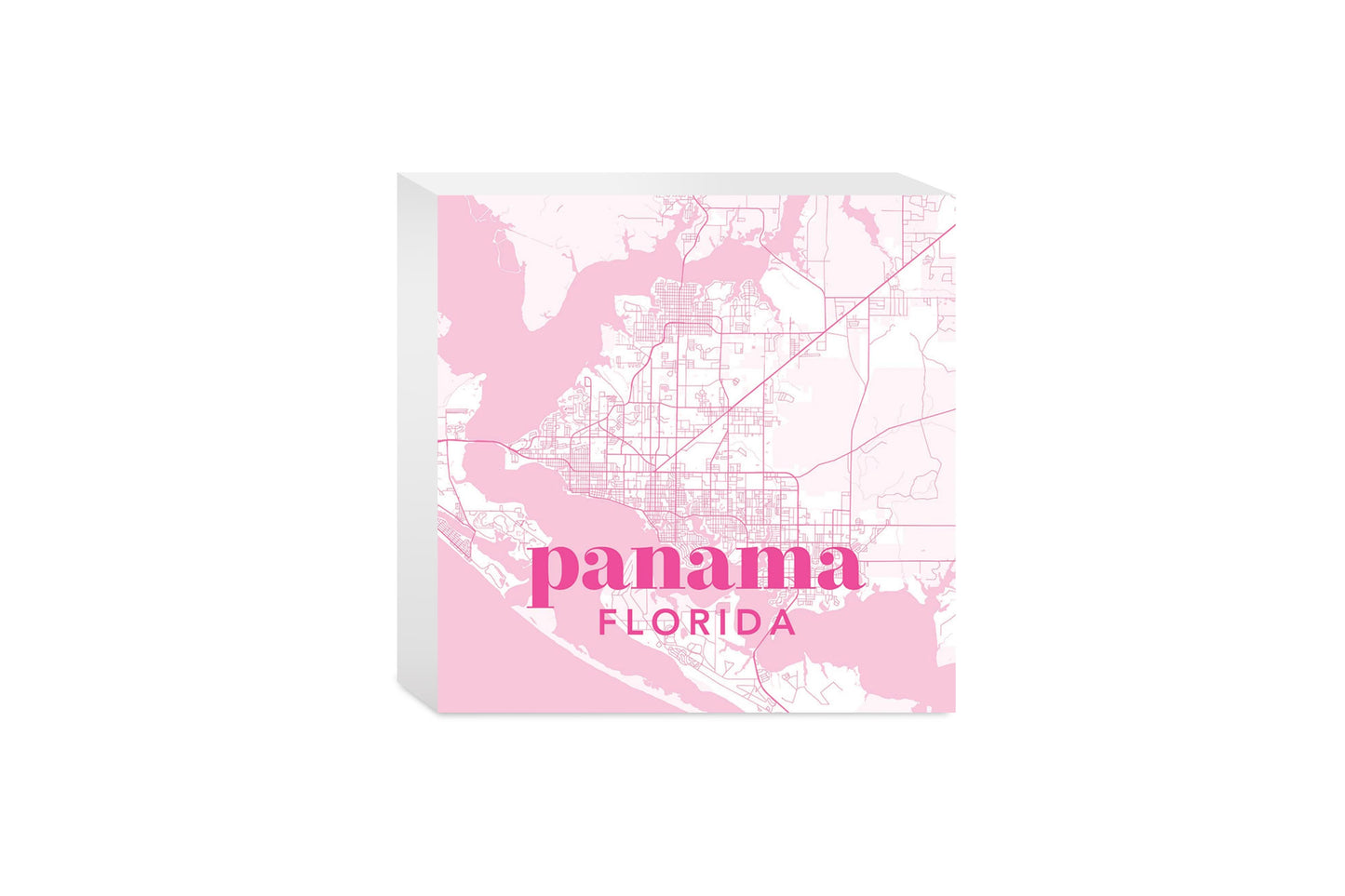 Bright Modern Pink Map Florida Panama | Wood Block | Eaches | Min 4