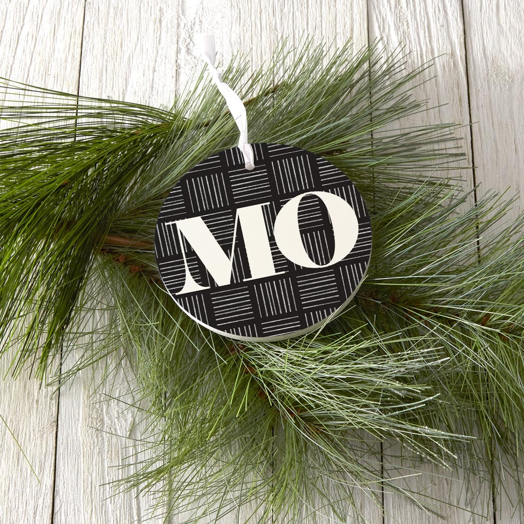 Black And White Abbreviated On Black Missouri | Wood Ornament | Eaches | Min 6