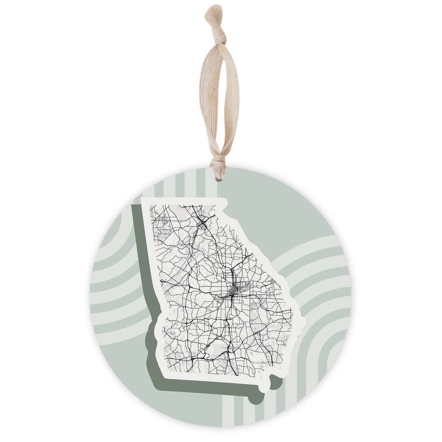 Vintage Groove Light Green Lines Map Georgia Atlanta | Wood Ornament | Eaches | Min 1