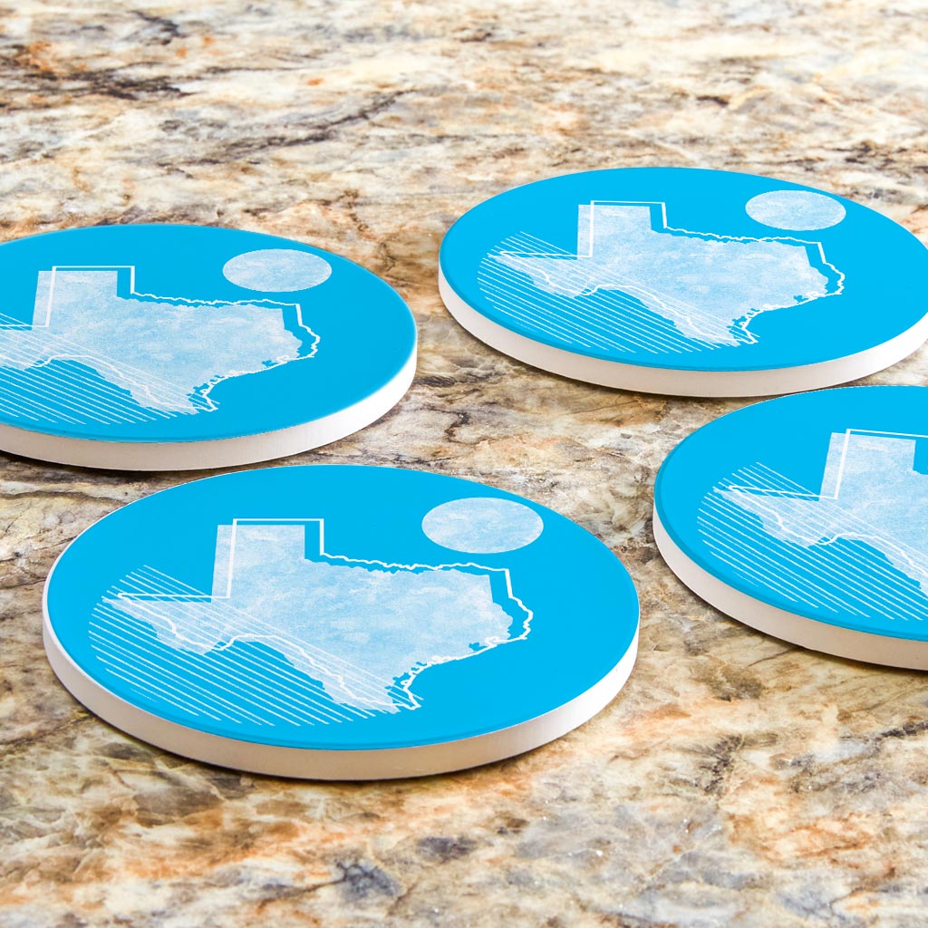 Bright Modern Geometric On Blue Texas | Absorbent Coasters | Set of 4 | Min 2