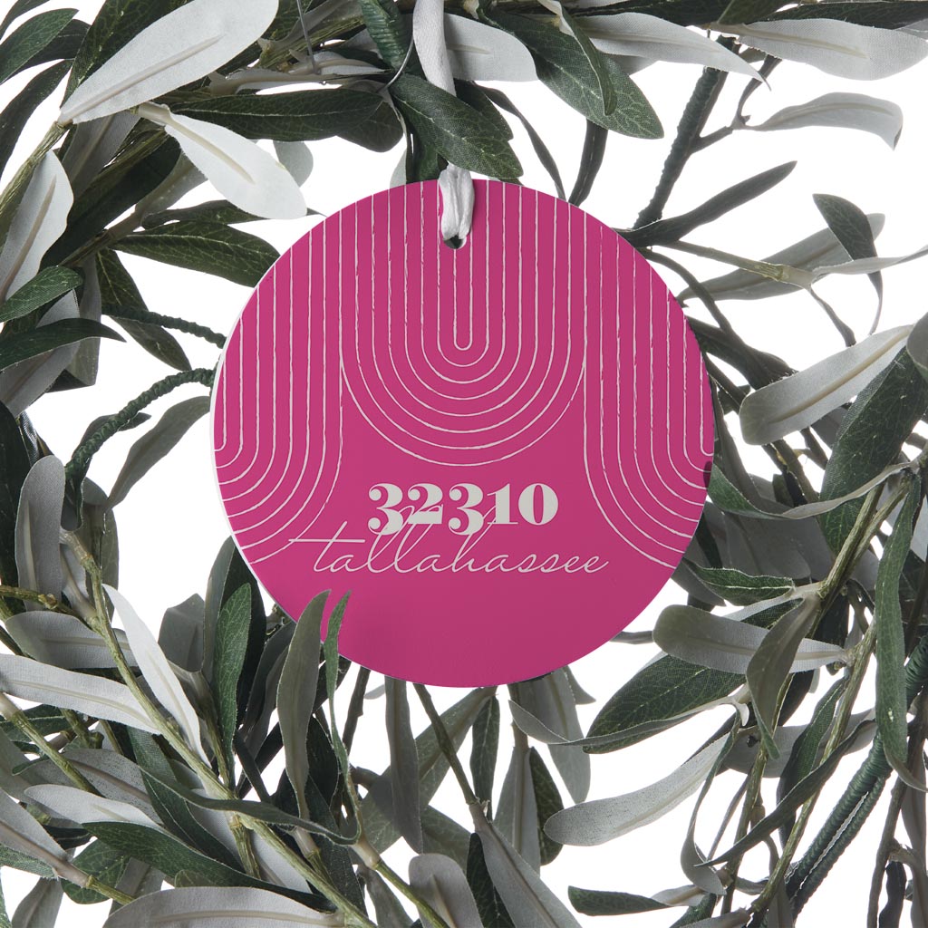 Bright Modern City Zip On Pink Florida Tallahassee | Wood Ornament | Eaches | Min 6