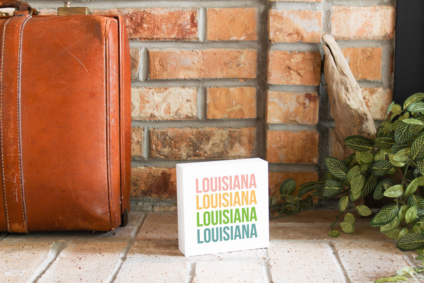 Boho Color Repeated State Name Louisiana | Wood Block | Eaches | Min 4