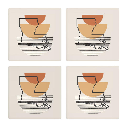 Vintage Groove Shape Stack Louisiana | Absorbent Coasters | Set of 4 | Min 2