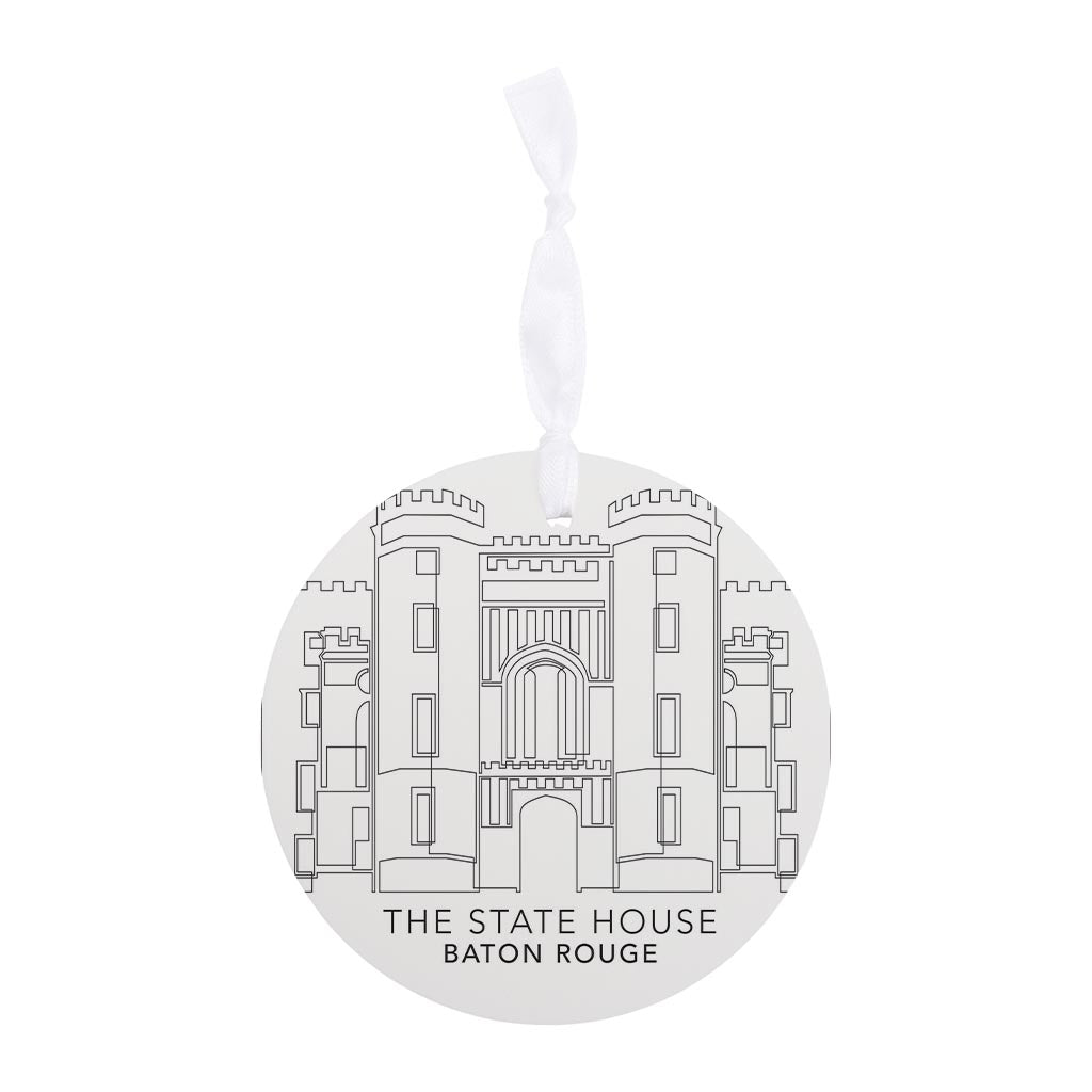 Minimalistic Baton Rouge State House | Wood Ornament | Eaches | Min 6