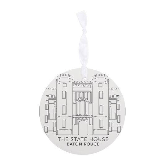 Minimalistic Baton Rouge State House | Wood Ornament | Eaches | Min 6