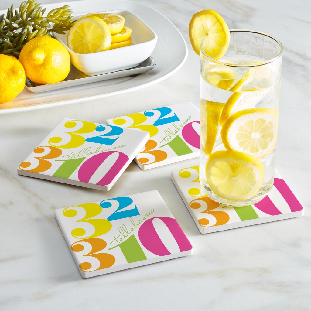 Bright Modern Color Block City Zip Florida Tallahassee | Absorbent Coasters | Set of 4 | Min 2