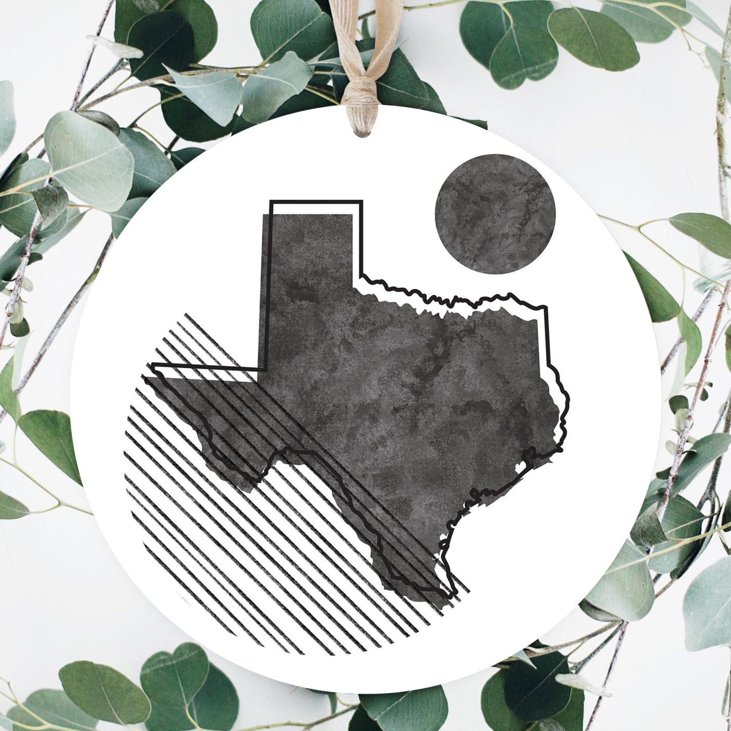 Black And White Geometric On White Texas | Wood Ornament | Eaches | Min 1