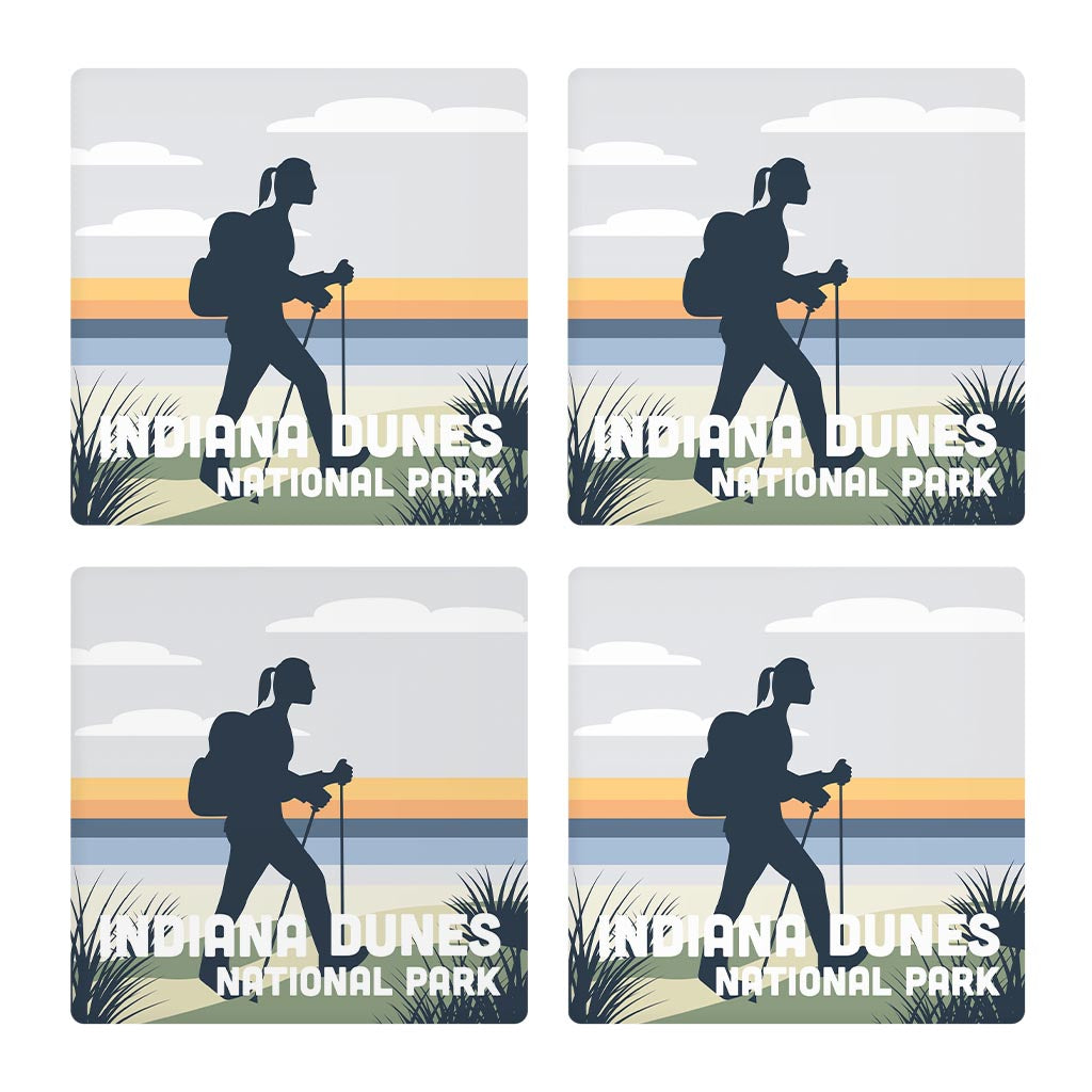 Indiana Dunes Hiker Silhouette | Absorbent Coasters | Set of 4 | Min 2