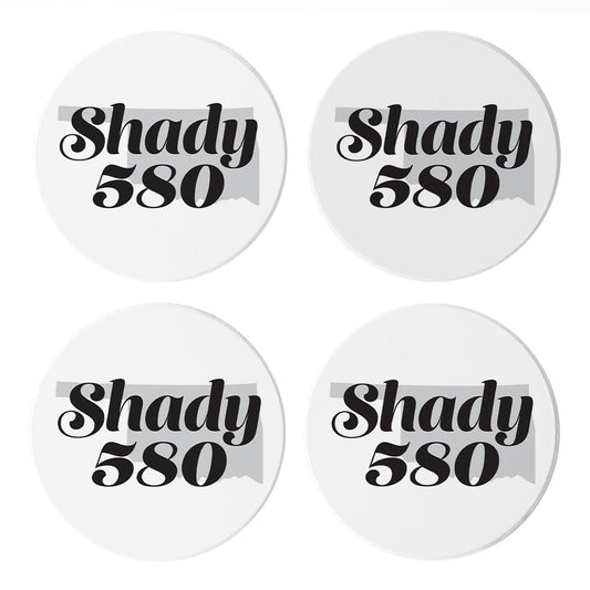 Minimalistic B&W Ardmore Ok Shady 580 White| Absorbent Coasters | Set of 4 | Min 2