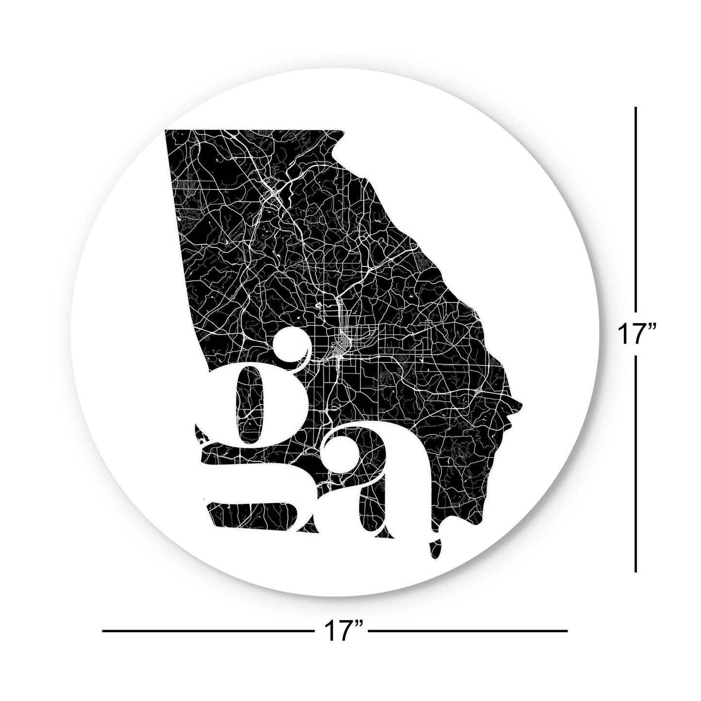 Black And White Abbreviated State Map White Georgia | Wood Sign | Eaches | Min 1