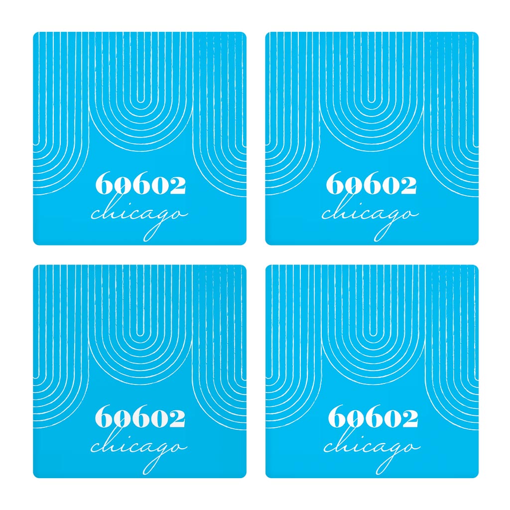 Bright Modern City Zip On Teal Illinois Chicago | Absorbent Coasters | Set of 4 | Min 2