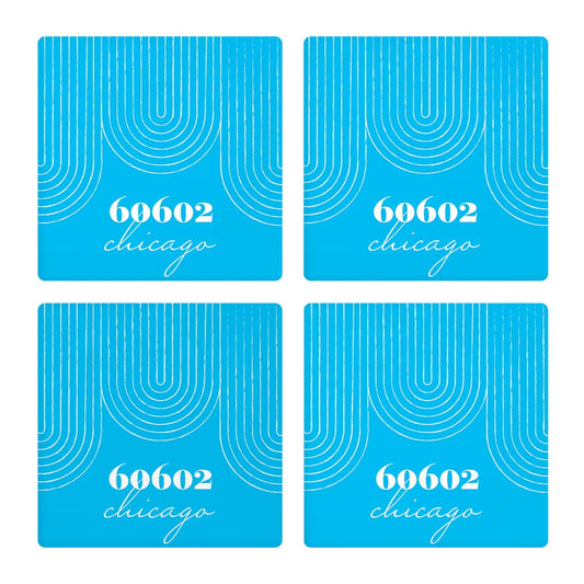 Bright Modern City Zip On Teal Illinois Chicago | Absorbent Coasters | Set of 4 | Min 2